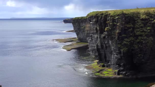拍摄美丽的苏格兰或爱尔兰绿色海岸 — 图库视频影像