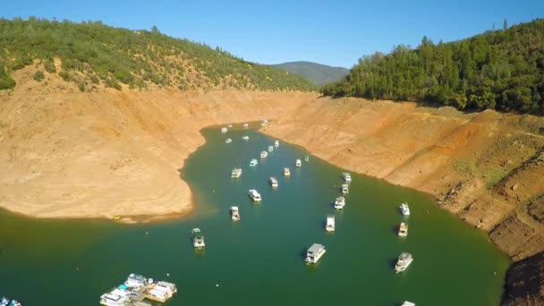 Vedere Aeriană Asupra Lacului Oroville Din California Timpul Secetei Extreme — Videoclip de stoc