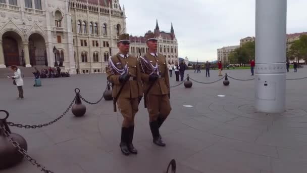 ハンガリーの宮殿警備隊がハンガリーのブダペストで結成中 — ストック動画