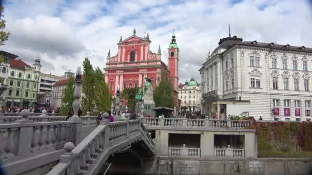 Создание Снимка Любляны Столицы Словении — стоковое видео