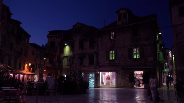 Tarde Establecer Disparo Una Plaza Split Croacia — Vídeos de Stock