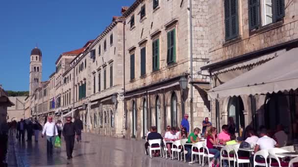 Etablera Skott Huvudgatan Den Gamla Staden Dubrovnik Kroatien — Stockvideo