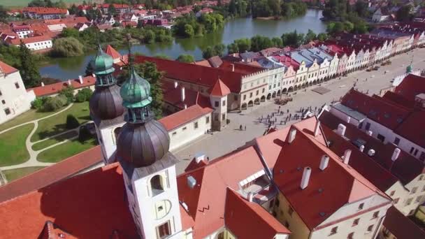 Vzduch Nad Malebnou Vesnicí Telč České Republice — Stock video