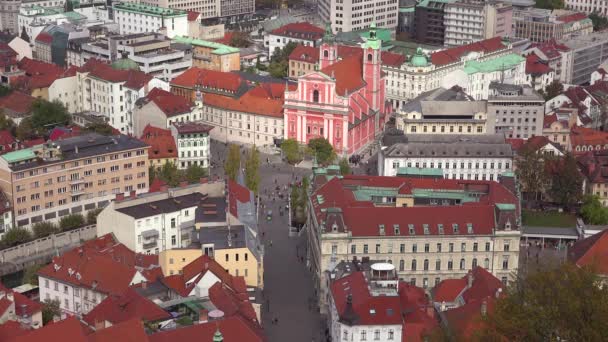 Alto Ângulo Estabelecendo Tiro Liubliana Capital Eslovénia — Vídeo de Stock