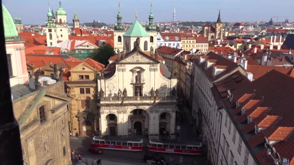 Blick Über Die Dächer Von Prag Tschechische Republik — Stockvideo