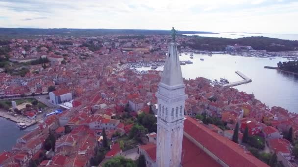 Krásný Letecký Snímek Města Rovinj Chorvatsku — Stock video