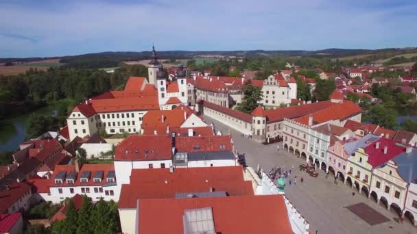 Воздух Над Причудливой Деревней Телч Чешской Республике — стоковое видео