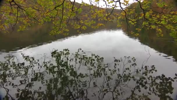 Pěkný Odraz Jezerech Národním Parku Plitvice Chorvatsku — Stock video