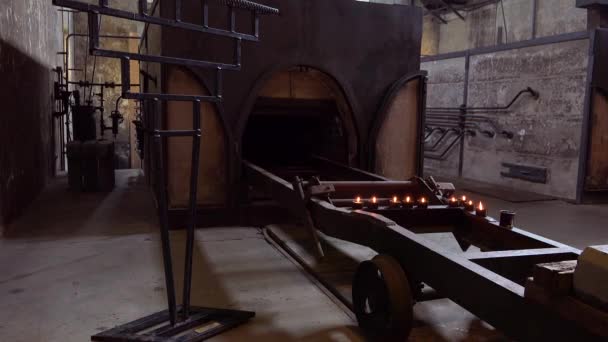 Интерьер Крематория Печей Терезинском Нацистском Концлагере Чехии — стоковое видео