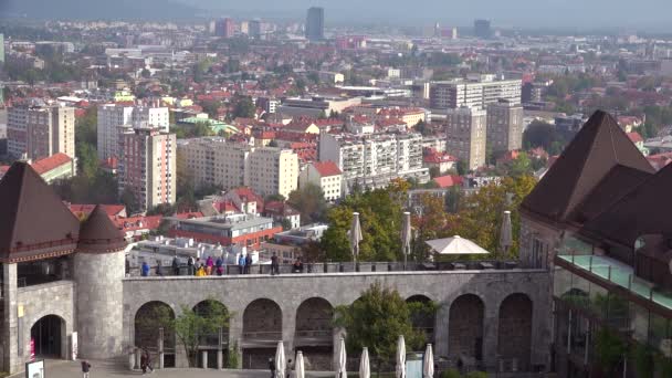 Ángulo Alto Para Disparar Contra Liubliana Capital Eslovenia — Vídeo de stock