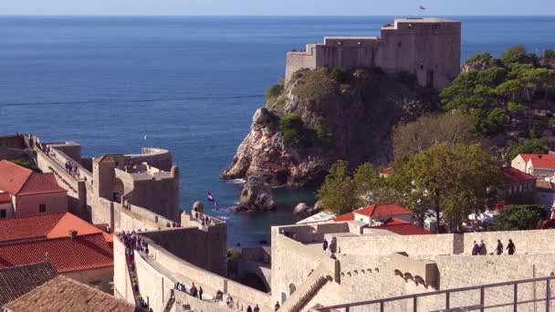 Hermosa Vista Sobre Bahía Ciudad Vieja Dubrovnik Croacia — Vídeo de stock