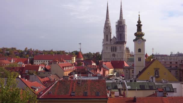 Zřízení Záběru Panorama Záhřebu Chorvatsko — Stock video