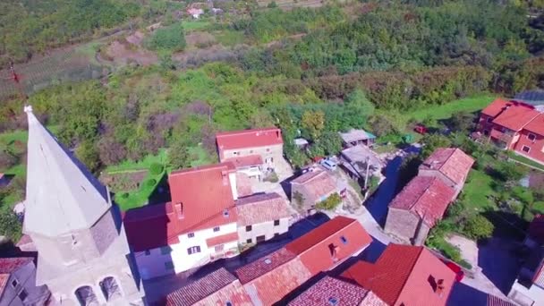 Superbe Antenne Une Petite Ville Village Montagneux Croate Italien — Video