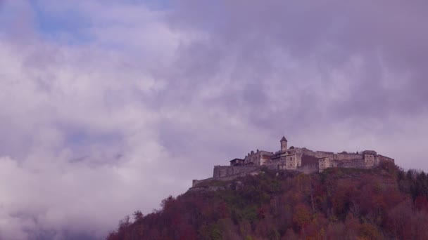 一座漂亮的城堡坐落在奥地利或德国的山顶上 — 图库视频影像