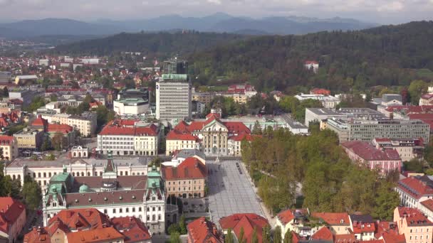 Υψηλής Γωνίας Λήψη Της Λιουμπλιάνα Πρωτεύουσας Της Σλοβενίας — Αρχείο Βίντεο