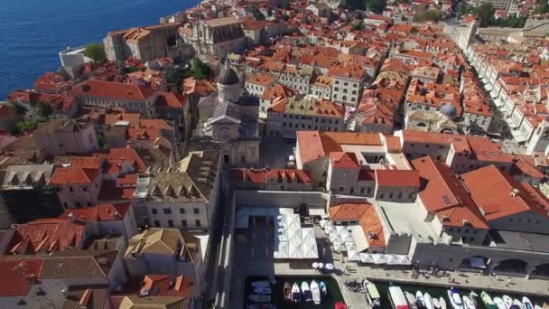 Aerial Tilt View Old City Dubrovnik Croatia — Stock Video