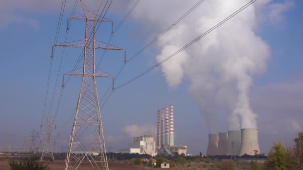 Stort Atomkraftværk Producerer Elektricitet Nordgrækenland – Stock-video