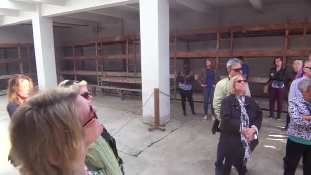 Los Turistas Observan Las Condiciones Campo Concentración Nazi Terezin República — Vídeo de stock