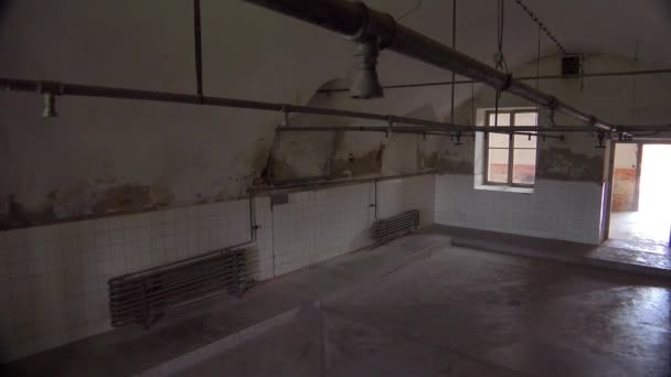 Interiör Duschar Koncentrationslägret Terezin Tjeckien — Stockvideo