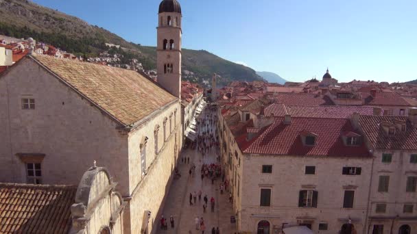 Beautiful View Skyline Main Street Old City Dubrovnik Croatia — Stock Video