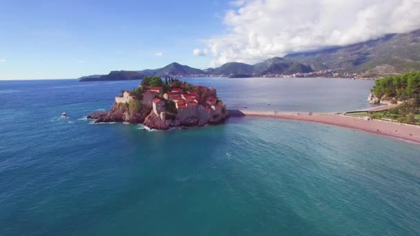Karadağ Daki Güzel Sveti Stefan Adası Üzerinde Kayda Değer Bir — Stok video