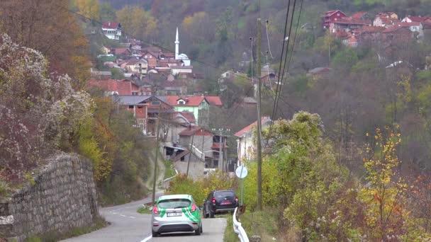 Establishing Shot Small Village Kosovo Mosque — Stock Video