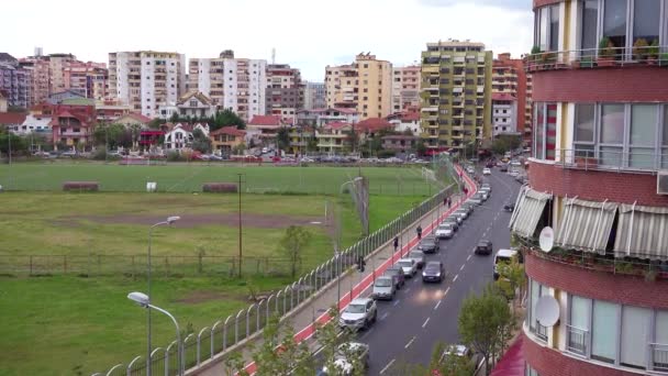 Goede Oprichting Schot Van Skyline Van Shkoder Albanië — Stockvideo