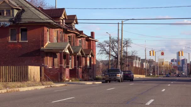Altes Heruntergekommenes Viertel Nahe Detroit Michigan — Stockvideo