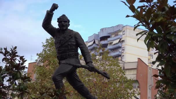 Una Estatua Revolucionaria Guerra Tirana Albania — Vídeo de stock