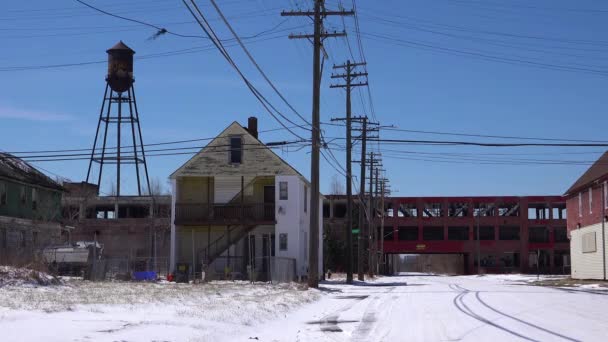 Old Abandoned Houses Abandoned Factories Ghetto Section Downtown Detroit Michigan — Stock Video