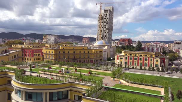 Nowe Budynki Budowie Centrum Tirana Albania — Wideo stockowe