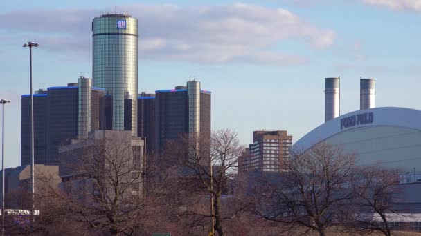 Estabelecendo Tiro Detroit Michigan Com Torre Ford Field — Vídeo de Stock