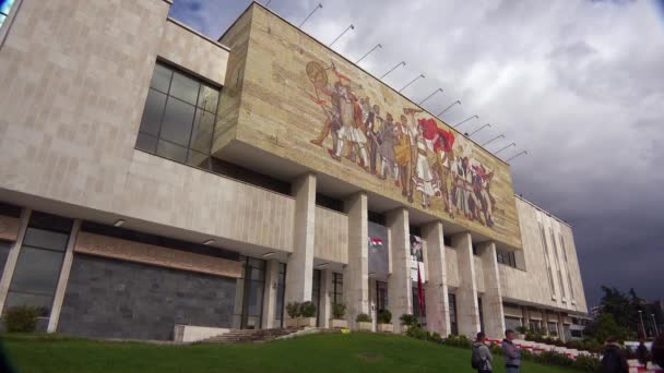 Revolutionary Mural Depicts Peoples Revolution Communist Values Tirana Albania — Stock Video