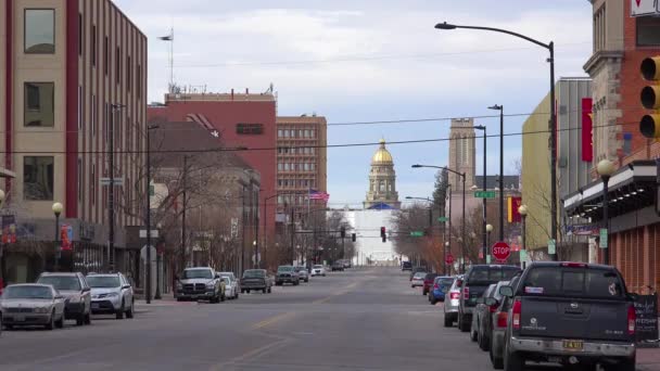 Une Prise Vue Centre Ville Cheyenne Wyoming — Video