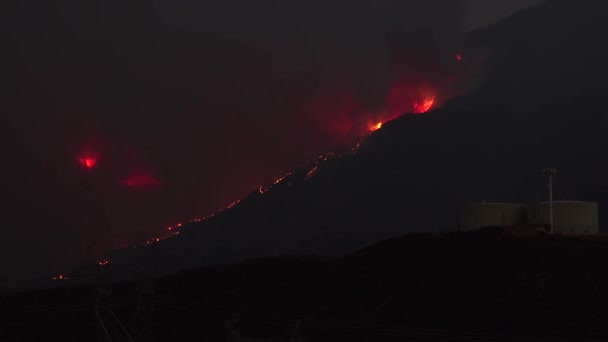 Incendios Forestales Arden Por Noche Laderas Secas California 2017 — Vídeos de Stock