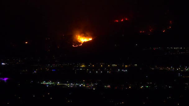 Ausser Kontrolle Geratene Waldbrände Kalifornien Der Nacht — Stockvideo