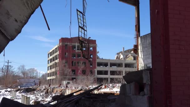 Antigua Fábrica Automóviles Destruida Cerca Detroit Michigan — Vídeos de Stock