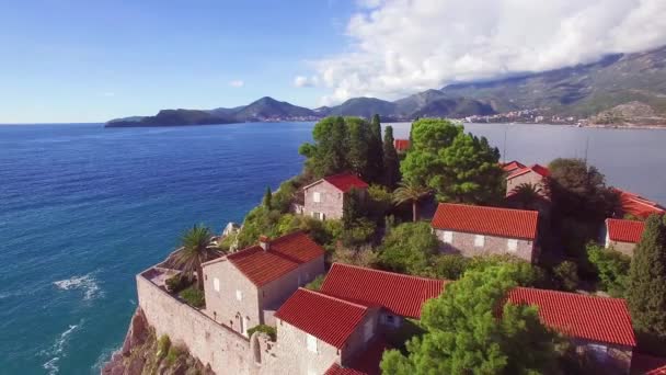 Remarquable Prise Vue Aérienne Sur Belle Île Sveti Stefan Monténégro — Video