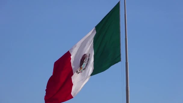 Mexicaanse Vlag Wappert Langs Amerikaanse Grens Tijuana — Stockvideo