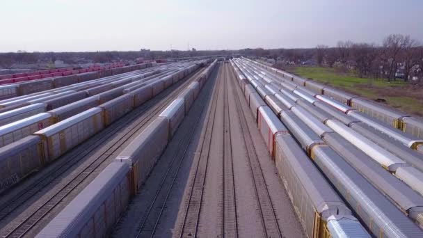 Eine Gute Antenne Über Einem Eisenbahnhof Deutet Auf Schifffahrt Handel — Stockvideo