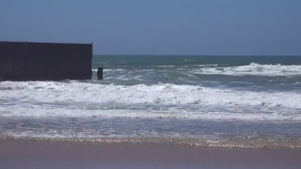 Panning Disparou Cerca Fronteira Norte Americana Com México Oceano Pacífico — Vídeo de Stock