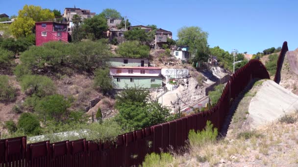 Vue Long Mur Frontalier Entre Les États Unis Mexique Nogales — Video