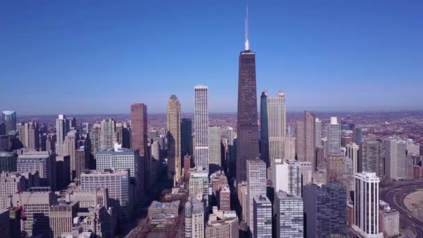 Hoge Hoek Antenne Van Het Centrum Van Chicago Illinois — Stockvideo