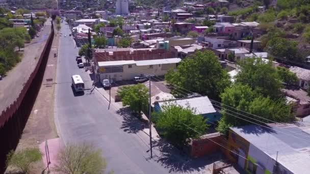 Vue Aérienne Déplace Travers Barrière Mur Frontière Mexicaine Des États — Video