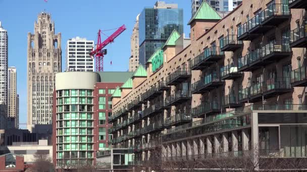 Errichtung Von Wohnungen Und Büros Auf Der Chicagoer Schleife — Stockvideo