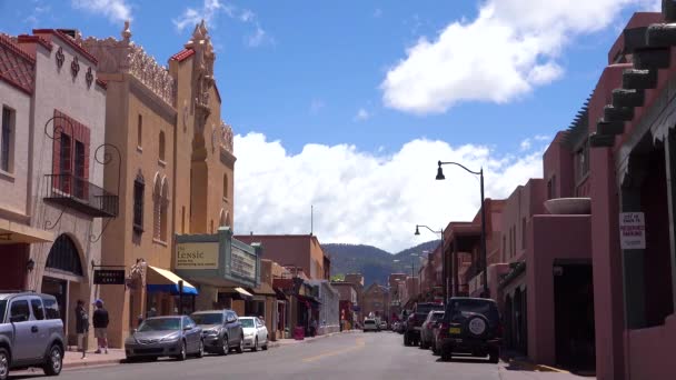 Establecimiento Tiro Una Calle Principal Santa Nuevo México — Vídeos de Stock