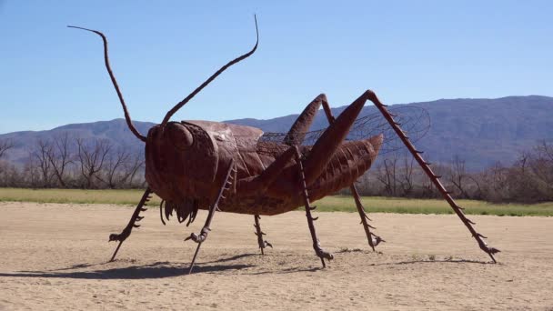 Obrovská Socha Škorpióna Poušti Poblíž Borrego Springs Kalifornie — Stock video