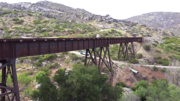 国境警備車はメキシコ国境の鉄道網の近くでゆっくりと動いている — ストック動画