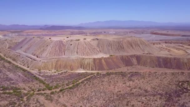 Aerial Vast Open Pit Strip Mine Arizona Desert — Stock Video