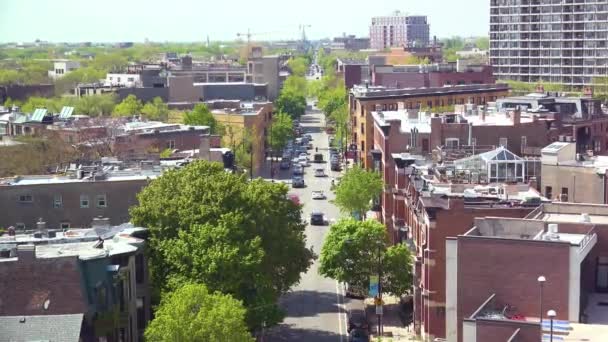 Wysoki Kąt Ustalania Ujęcia Dzielnicy Północnego Chicago — Wideo stockowe
